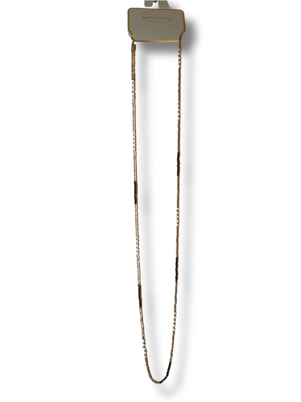 Spring Street Gold and Black Long Beaded Necklace